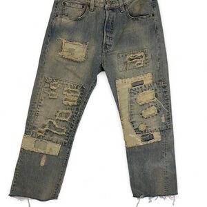 Limited edition Homer Campbell Levi's 501 Gray and Tan Patchwork Men's Jeans
